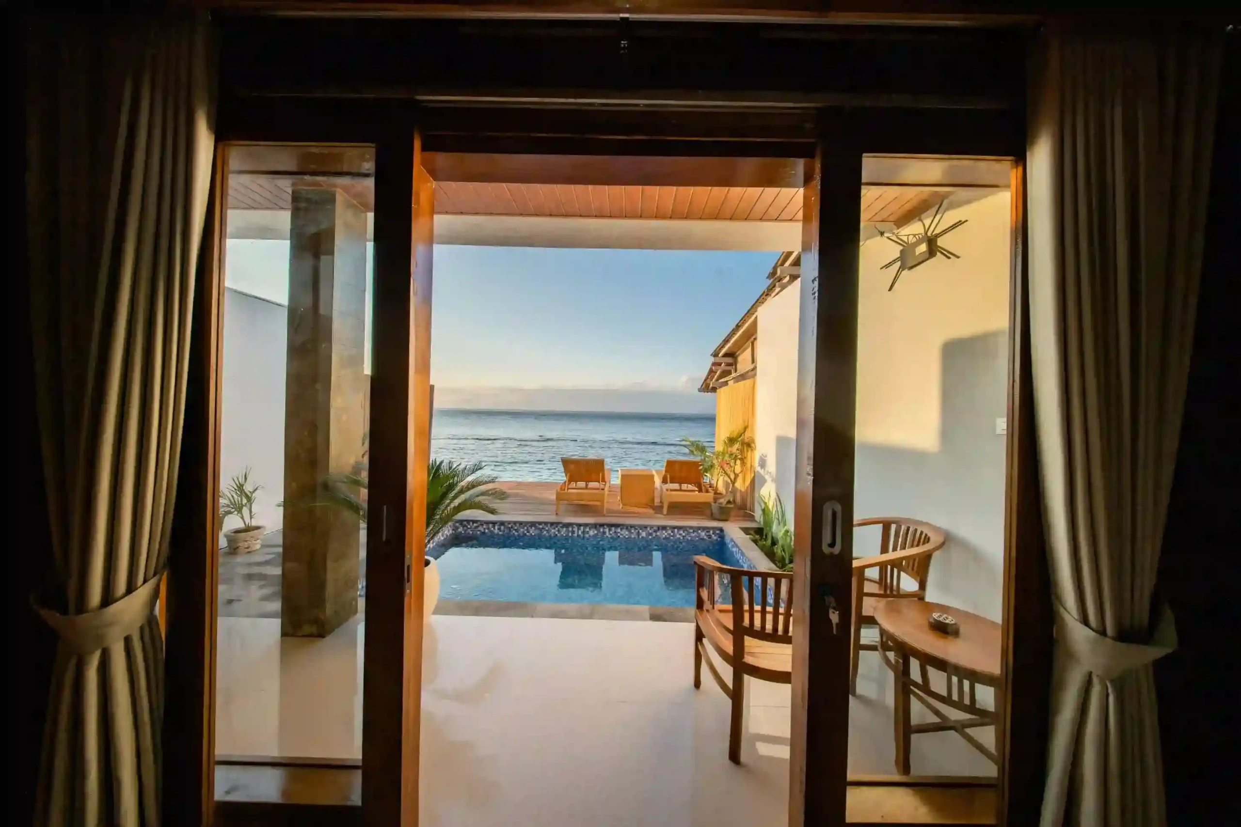 Honeymoon Suite Villa with elegant interior and private beach access at Sunrise Cottage Penida